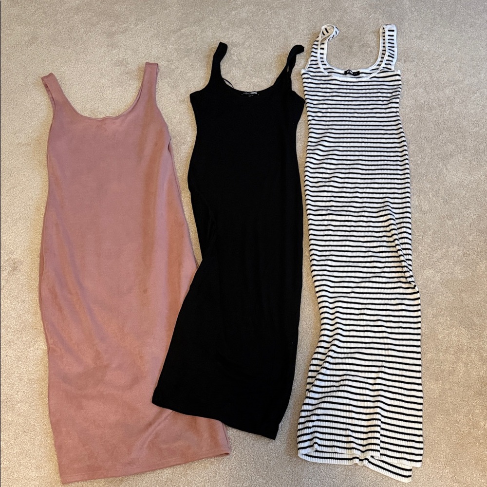 Fashion Nova Maxi Dresses - Black, Pink, and Striped